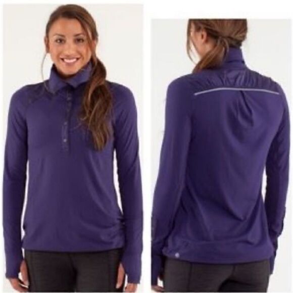 lululemon athletica Tops - Lululemon size 4 Purple Long Sleeve Running Top With Buttons
